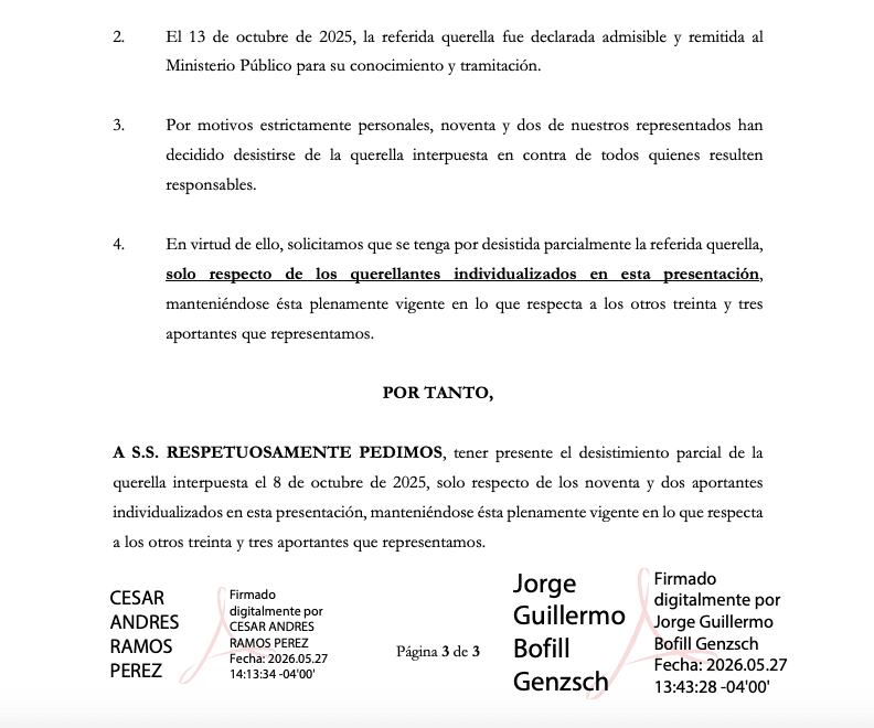 La increíble voltereta de 92 querellantes de Sartor