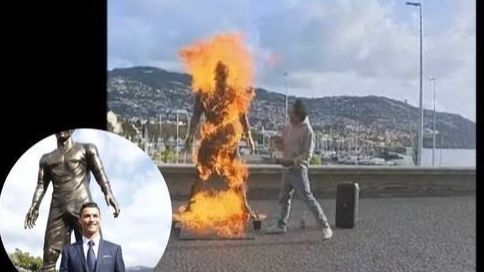 Queman estatua de Cristiano Ronaldo en Madeira: "Esta es la advertencia final de Dios"