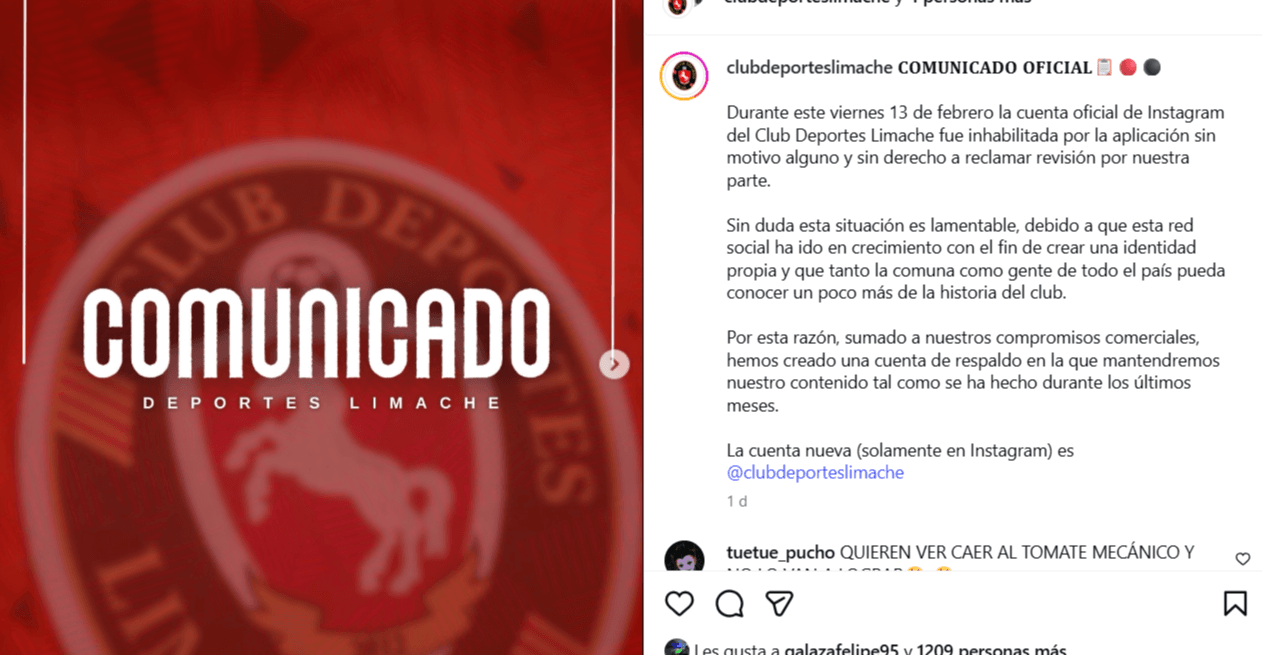  ¿Qué pasó con el Instagram de Deportes Limache?