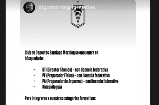  Stgo Morning busca entrenador por Instagram