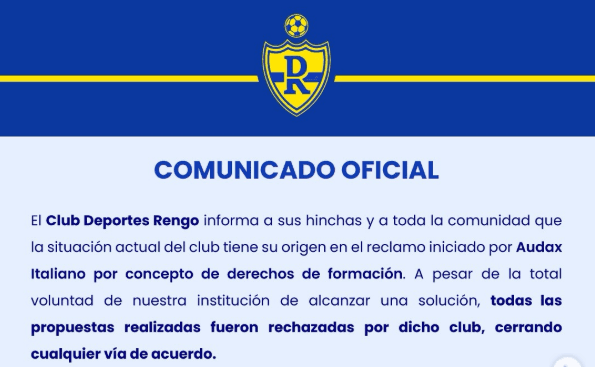 Rengo reconoce que continuidad del club está en riesgo