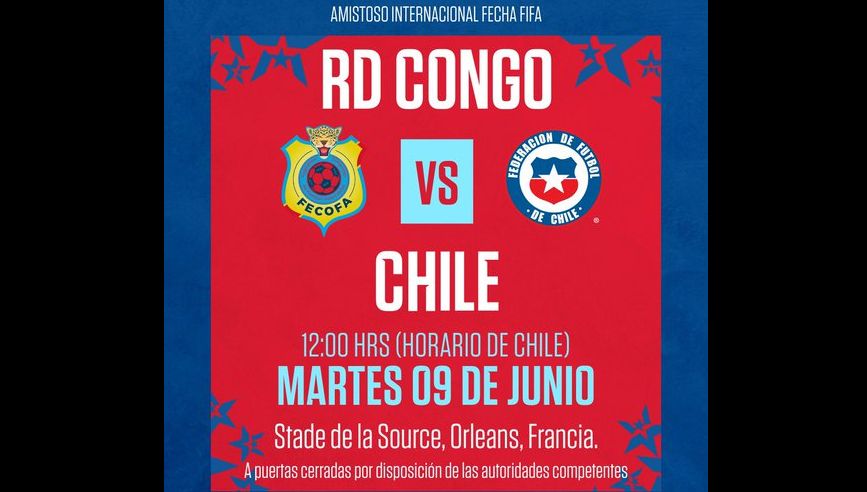 Chile confirma partido ante la Selección del Congo en Francia