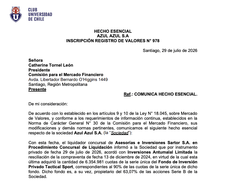 Terremoto en la U: Clark anula oficialmente la autoventa de acciones de Azul Azul